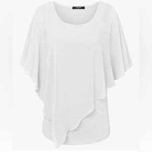 Chic White Draped Women's Blouse
